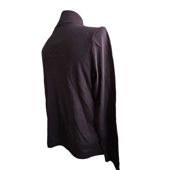 Croft & Barrow Womens Cotton Mock Turtleneck Top Black Long Sleeve Size L JJ4076 - Picture 5 of 6